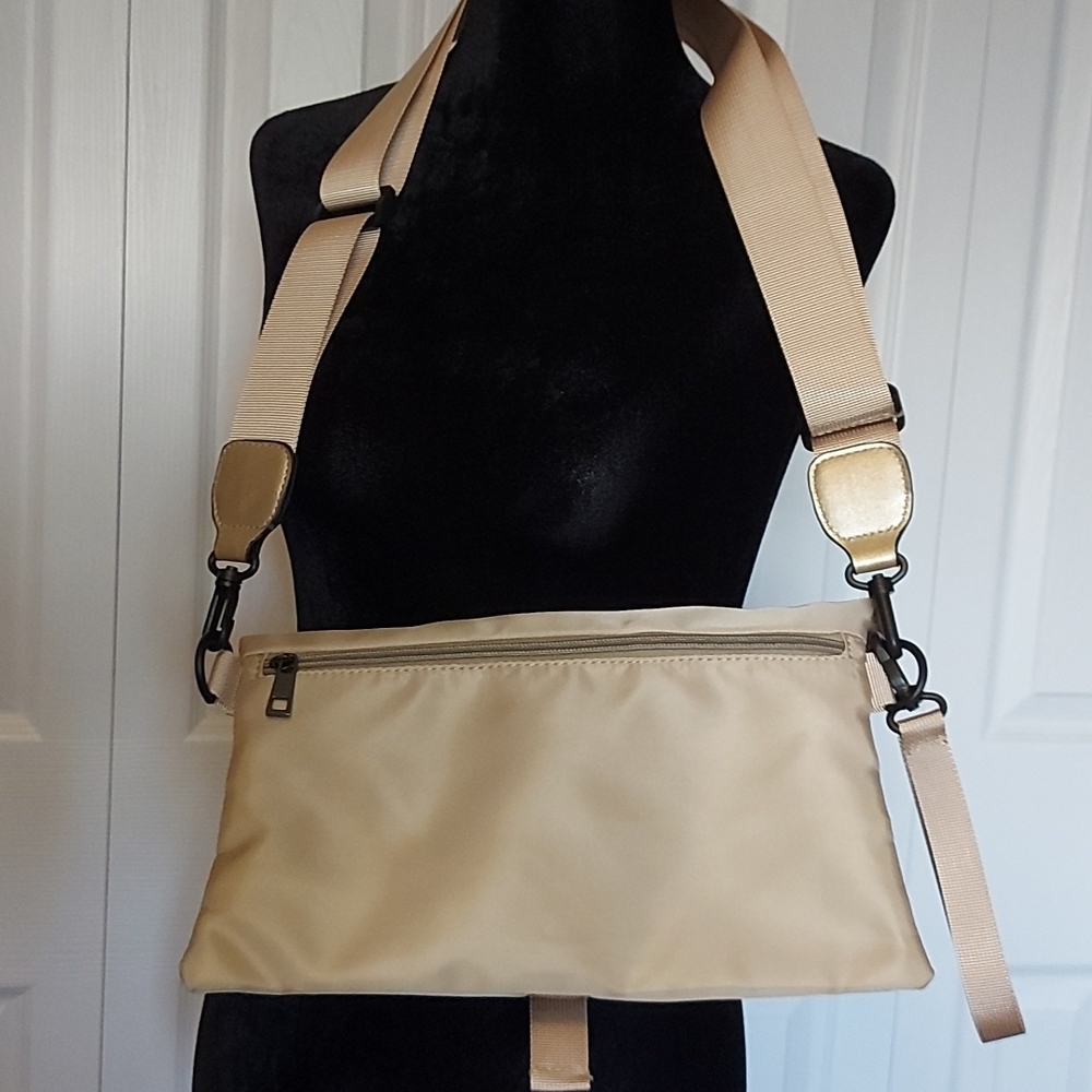 Gold trim nylon belt/cross body bag/clutch - Picture 8 of 16